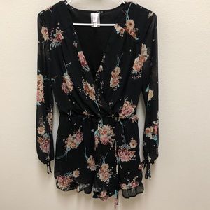 Black floral romper
